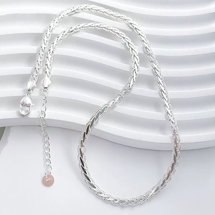 Sterling Silver Lace Weave Chain Necklace