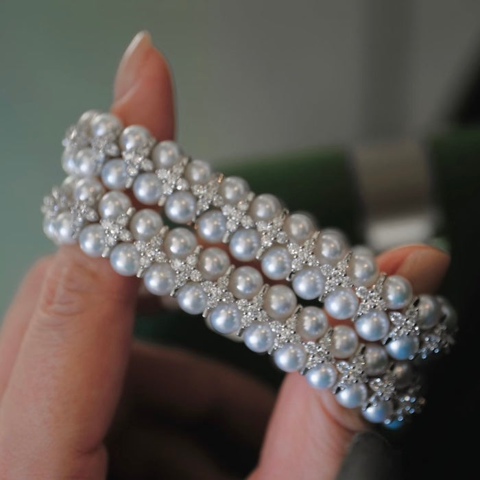 Knitted Pearl Sparkling Luxury Bracelet