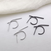 Minimalist Knotted Line Earrings – Silver n Black