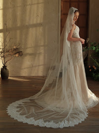 Cathedral Lace Bridal Veil – Royal Style - Iron it before use