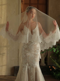 Cathedral Lace Bridal Veil – Royal Style - Iron it before use