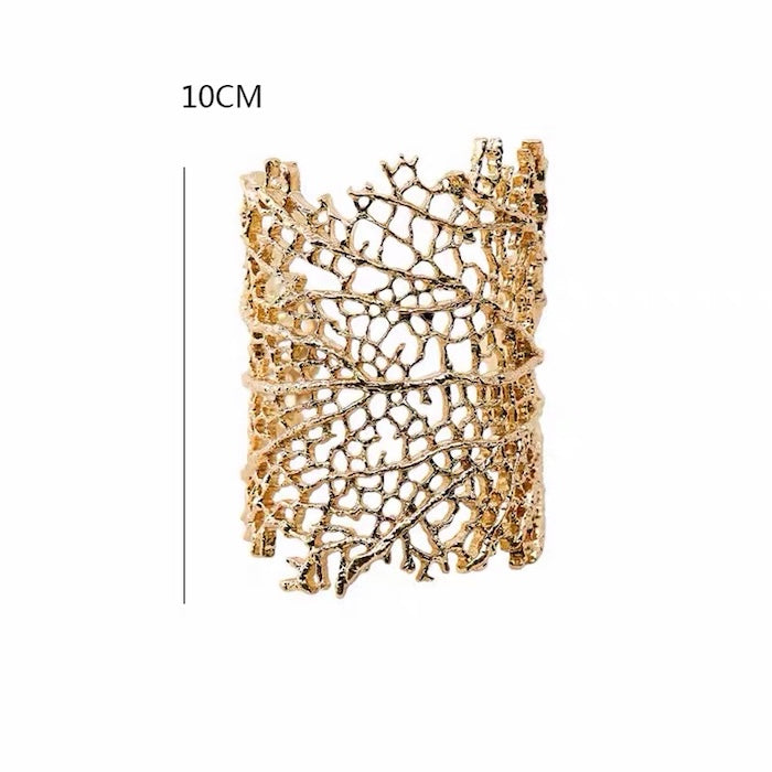 Gilded Leaf Vein Cuff Bracelet