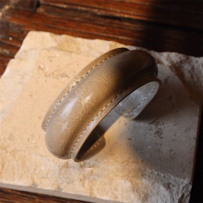 Chunky Minimalist Wide Leather Bangle