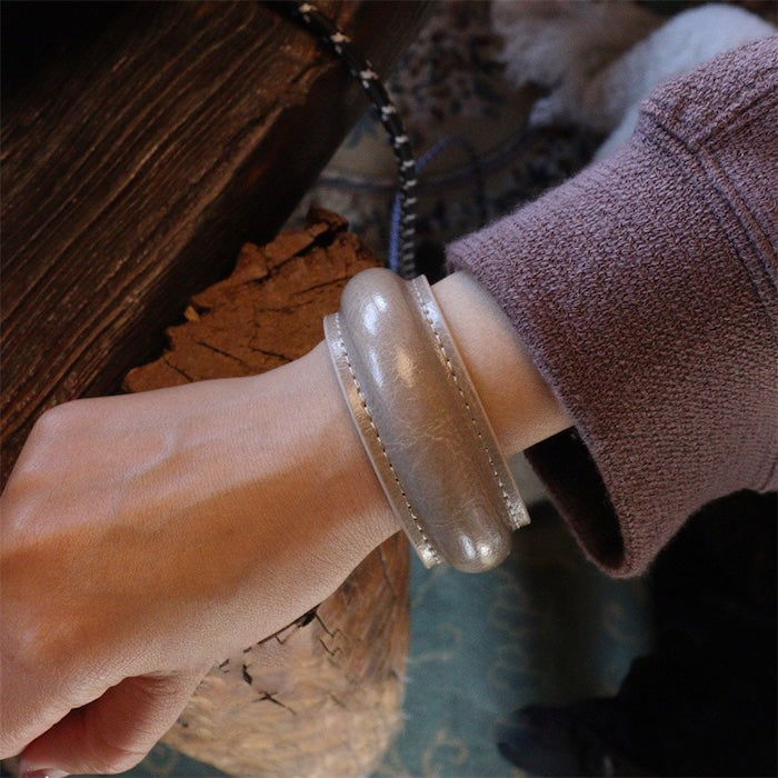 Chunky Minimalist Wide Leather Bangle