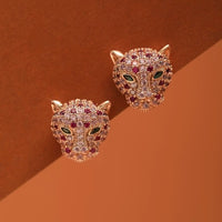 Luxury Zirconia Gold Plated Stud Earrings