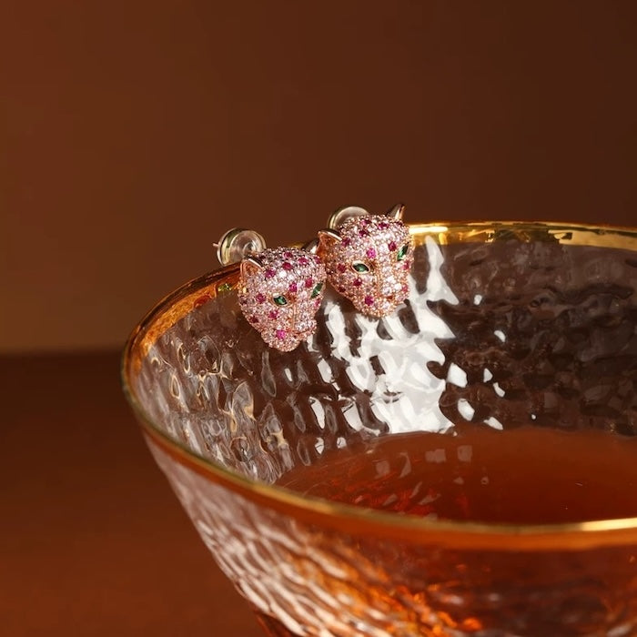 Luxury Zirconia Gold Plated Stud Earrings