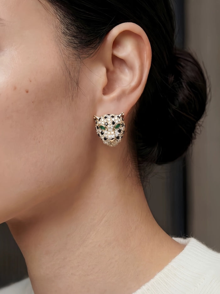 Luxury Zirconia Gold Plated Stud Earrings