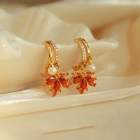 Autumn Maple Zirconia Drop Earrings
