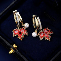 Autumn Maple Zirconia Drop Earrings

