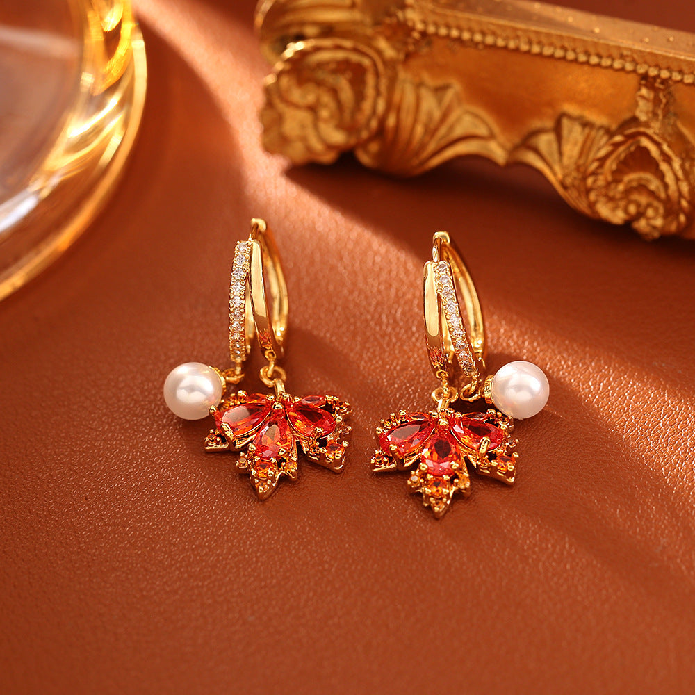 Autumn Maple Stone Drop Earrings