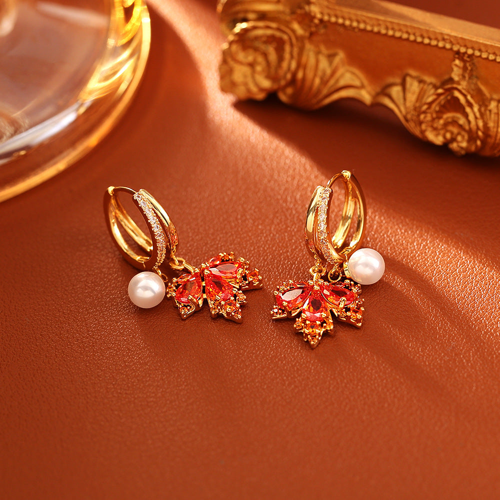 Autumn Maple Stone Drop Earrings