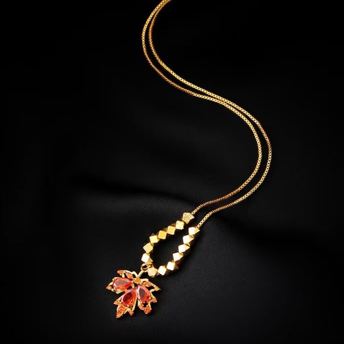 Autumn Maple Stone Pendant Necklace