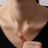 Autumn Maple Stone Pendant Necklace
