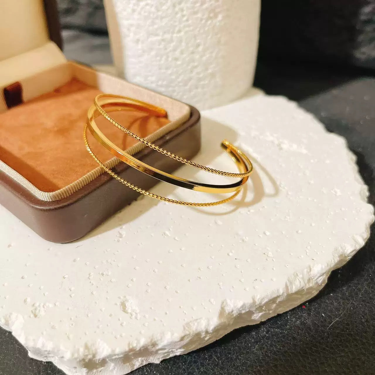 Minimalist Open Bangle Set – Gold & Silver