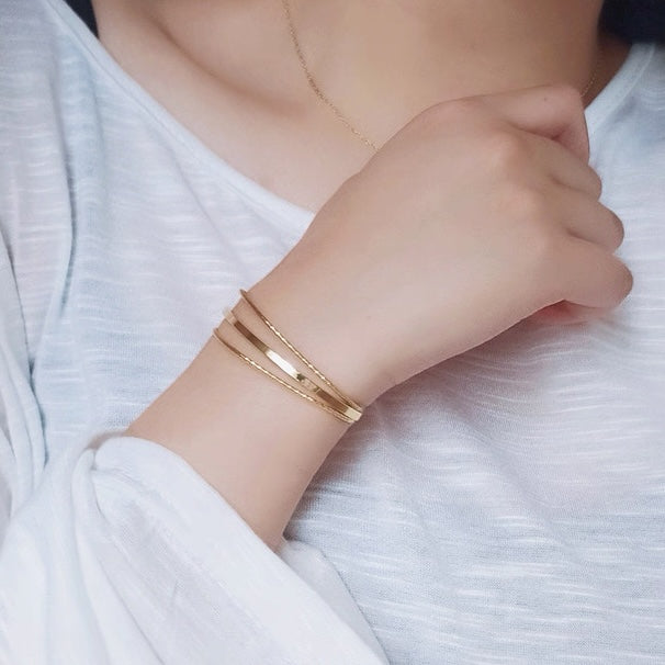 Minimalist Open Bangle Set – Gold & Silver