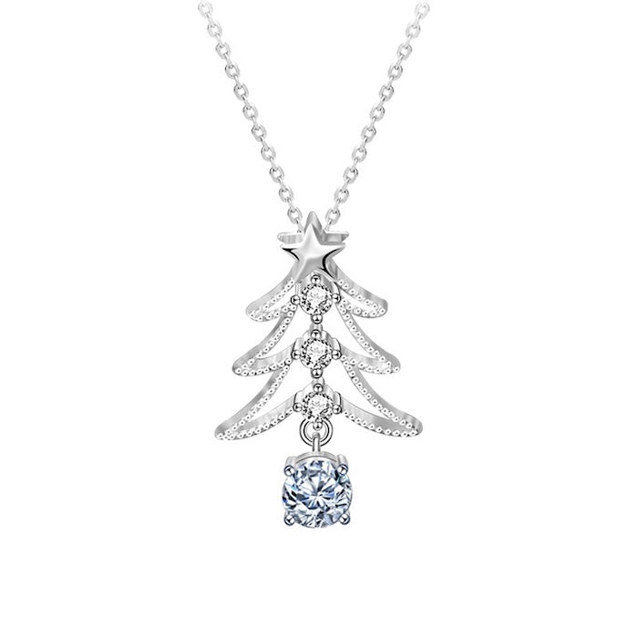 Dazzling Moissanite Christmas Tree Necklace