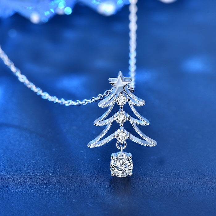 Dazzling Moissanite Christmas Tree Necklace