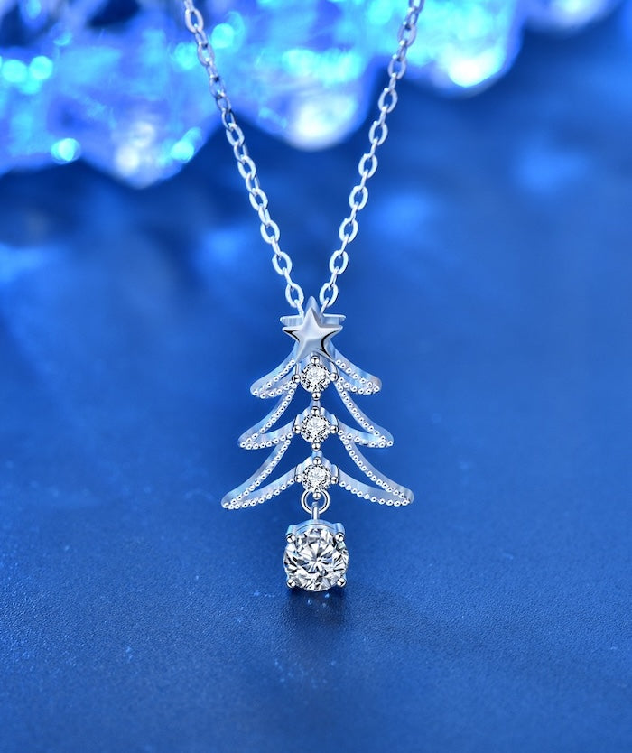 Dazzling Moissanite Christmas Tree Necklace