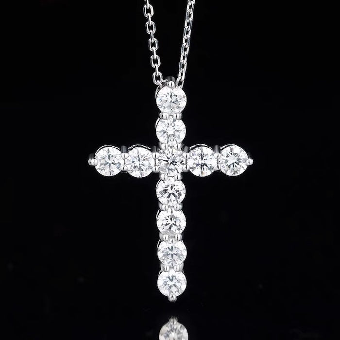 Moissanite Cross Pendant Necklace