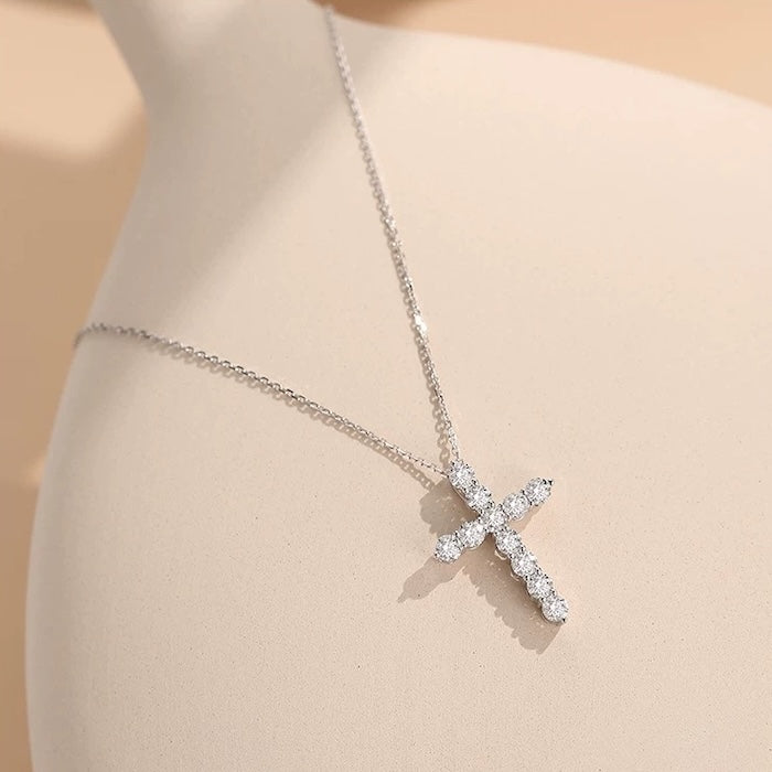 Moissanite Cross Pendant Necklace