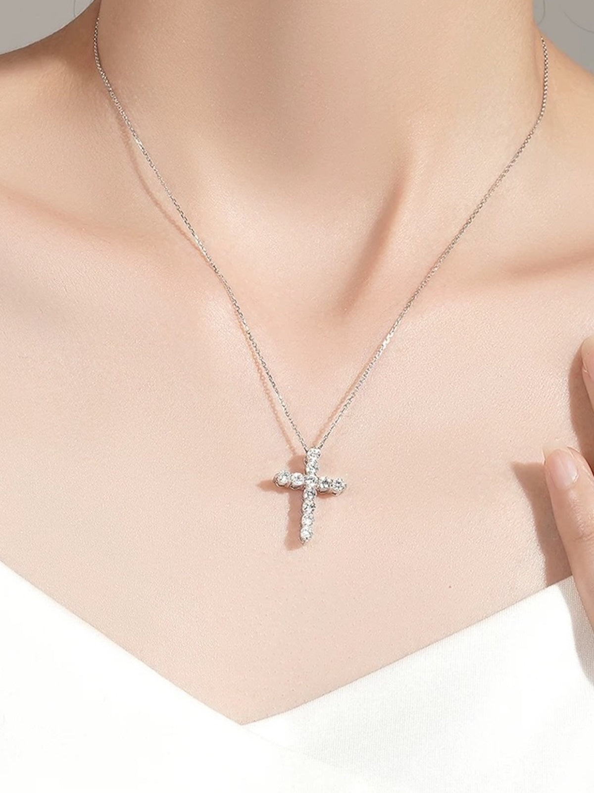 Moissanite Cross Pendant Necklace