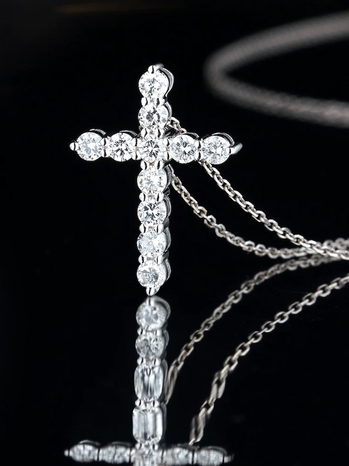 Moissanite Cross Pendant Necklace