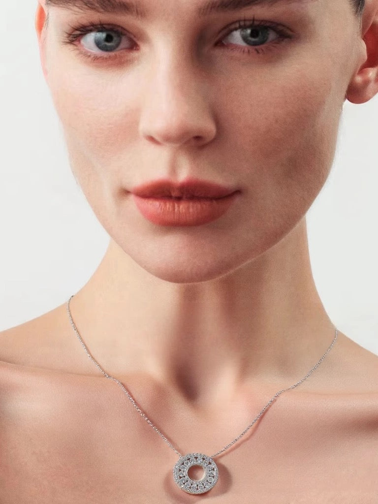 Radiant Orbit Moissanite Circle Necklace