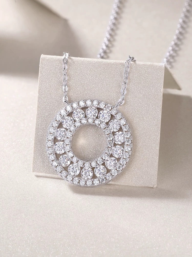 Radiant Orbit Moissanite Circle Necklace
