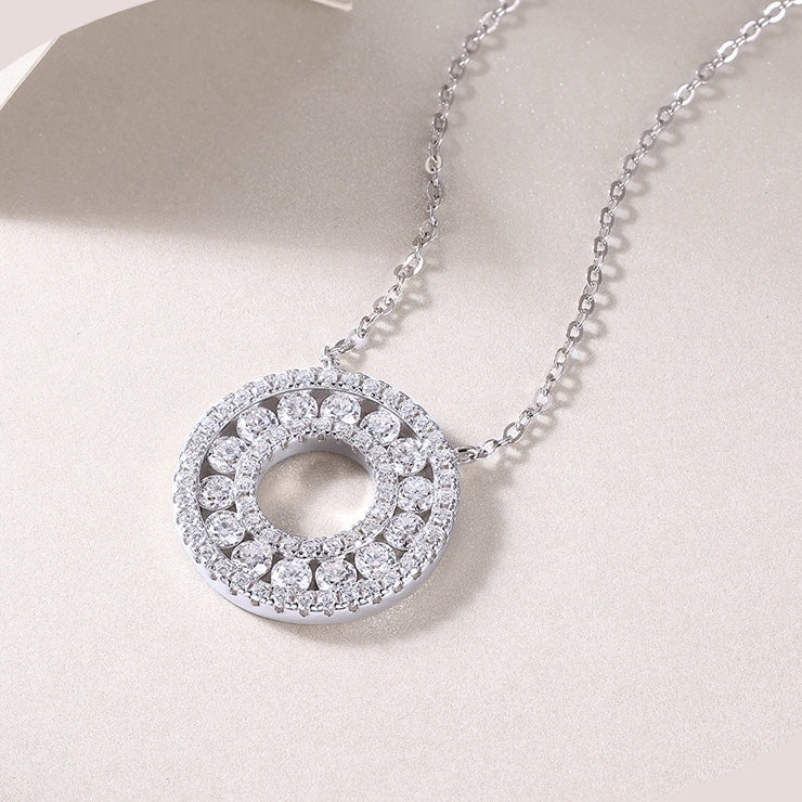 Radiant Orbit Moissanite Circle Necklace