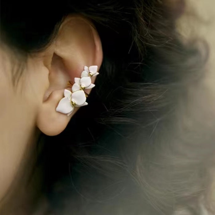 White Orchids Flower Ear Cuff-One Piece-For Left Ear