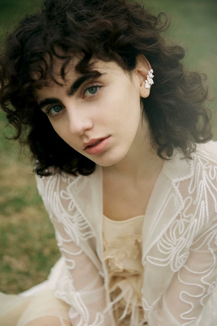 White Orchids Flower Ear Cuff-One Piece-For Left Ear