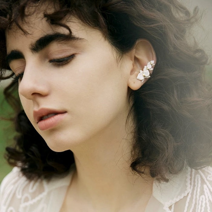 White Orchids Flower Ear Cuff-One Piece-For Left Ear