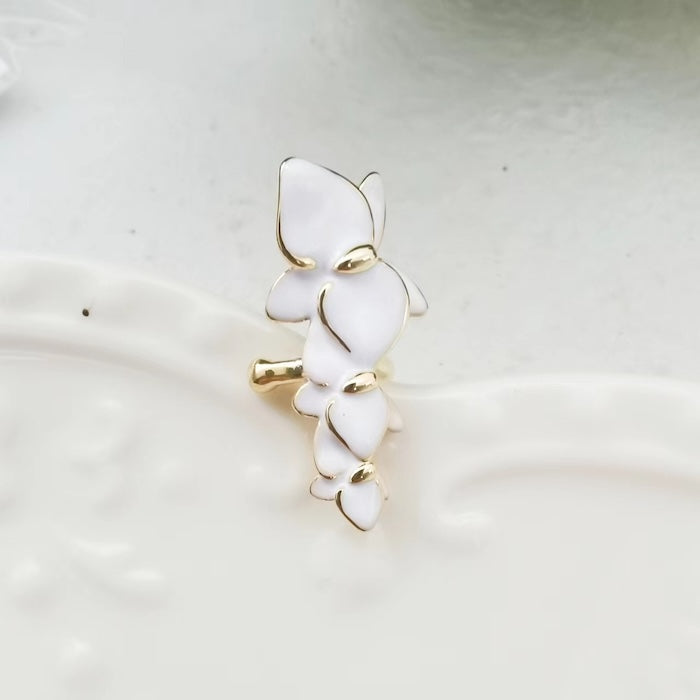 White Orchids Flower Ear Cuff-One Piece-For Left Ear