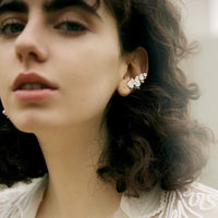 White Orchids Flower Ear Cuff-One Piece-For Left Ear