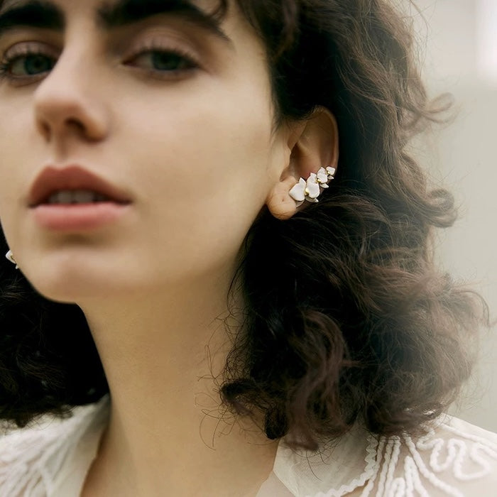 White Orchids Flower Ear Cuff-One Piece-For Left Ear
