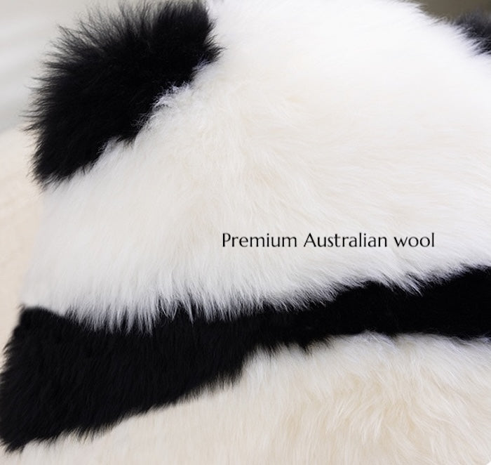 Fluffy Panda Cushion – Natural Wool