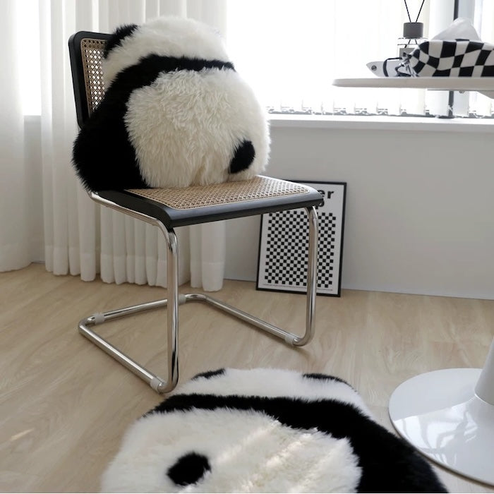 Fluffy Panda Cushion – Natural Wool