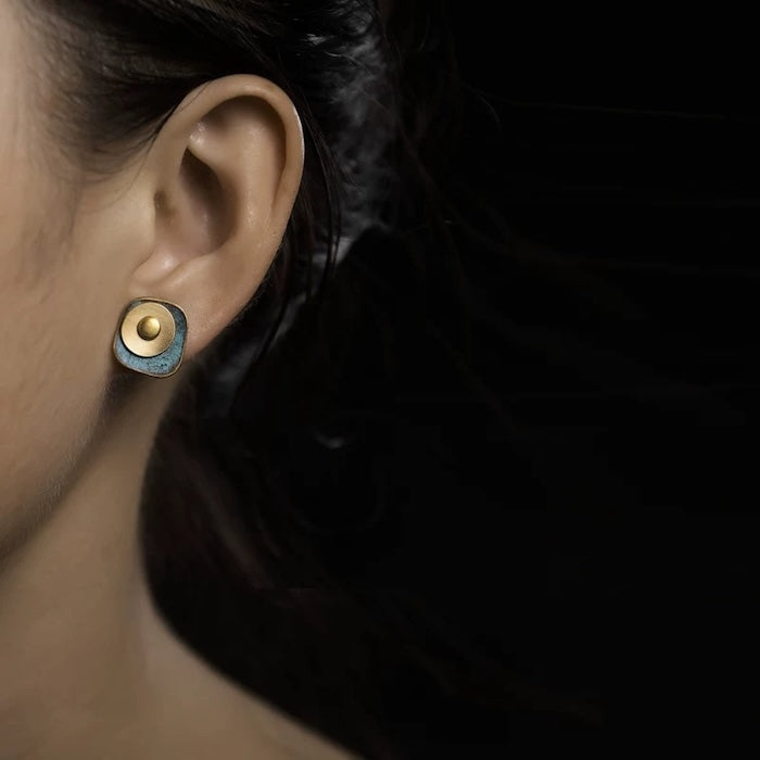 Unique Design Bronze Patina Earrings