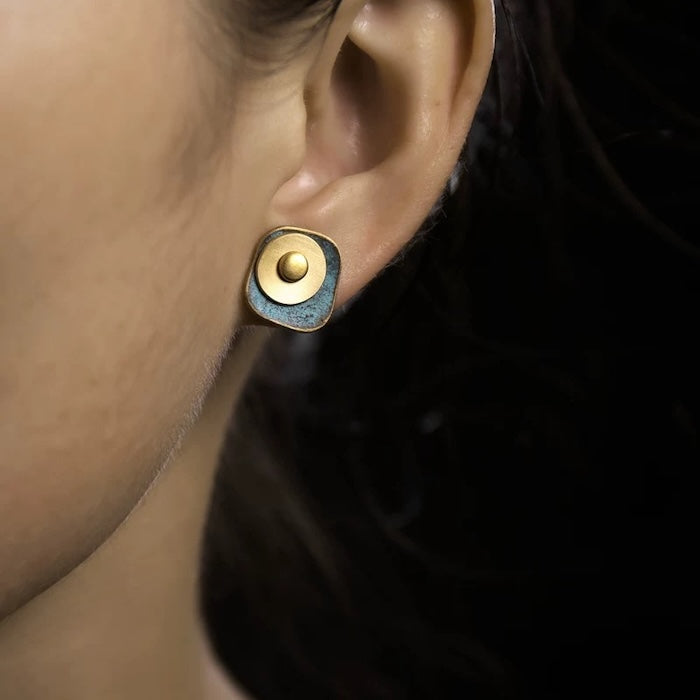 Unique Design Bronze Patina Earrings