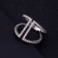 Geometric Pavé Open Ring