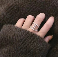 Geometric Pavé Open Ring
