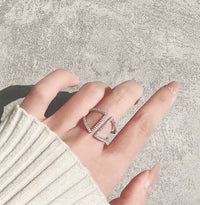 Geometric Pavé Open Ring