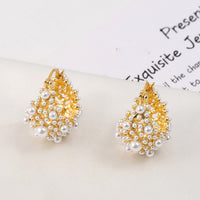 Romantic Pearl Basket Hoop Earrings-Gold n Silver