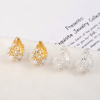 Romantic Pearl Basket Hoop Earrings-Gold n Silver