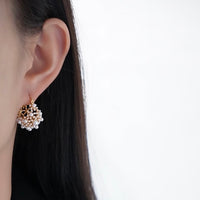 Romantic Pearl Basket Hoop Earrings-Gold n Silver