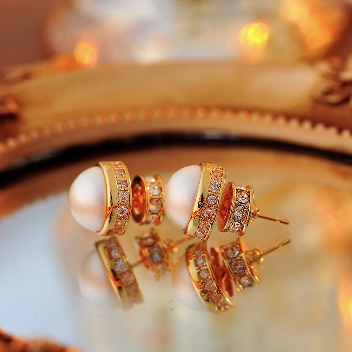 Luxe Pearl Halo Double-Sided Earrings