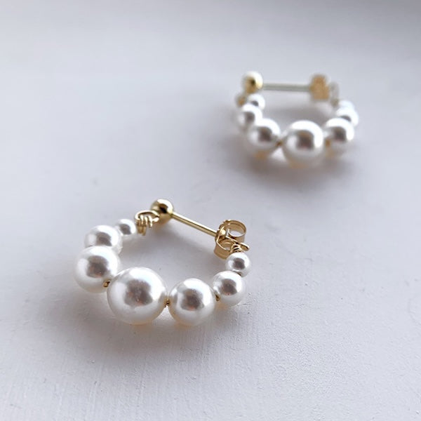 Elegant Pearl Beads Hoop Earrings