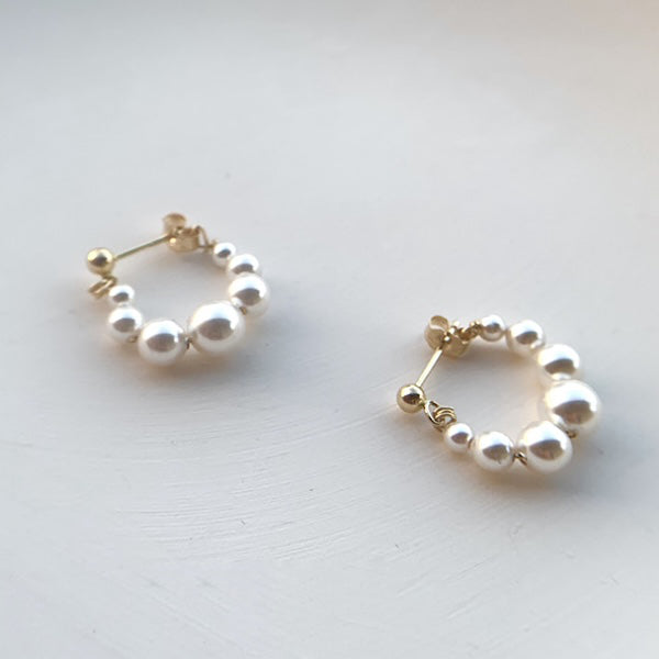 Elegant Pearl Beads Hoop Earrings