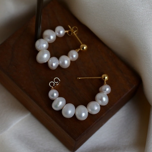 Elegant Pearl Beads Hoop Earrings