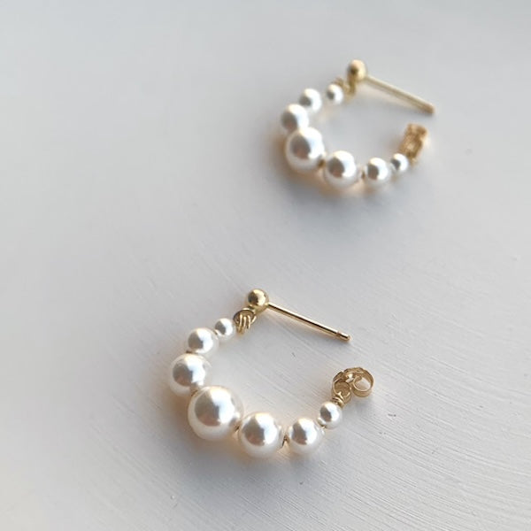 Elegant Pearl Beads Hoop Earrings